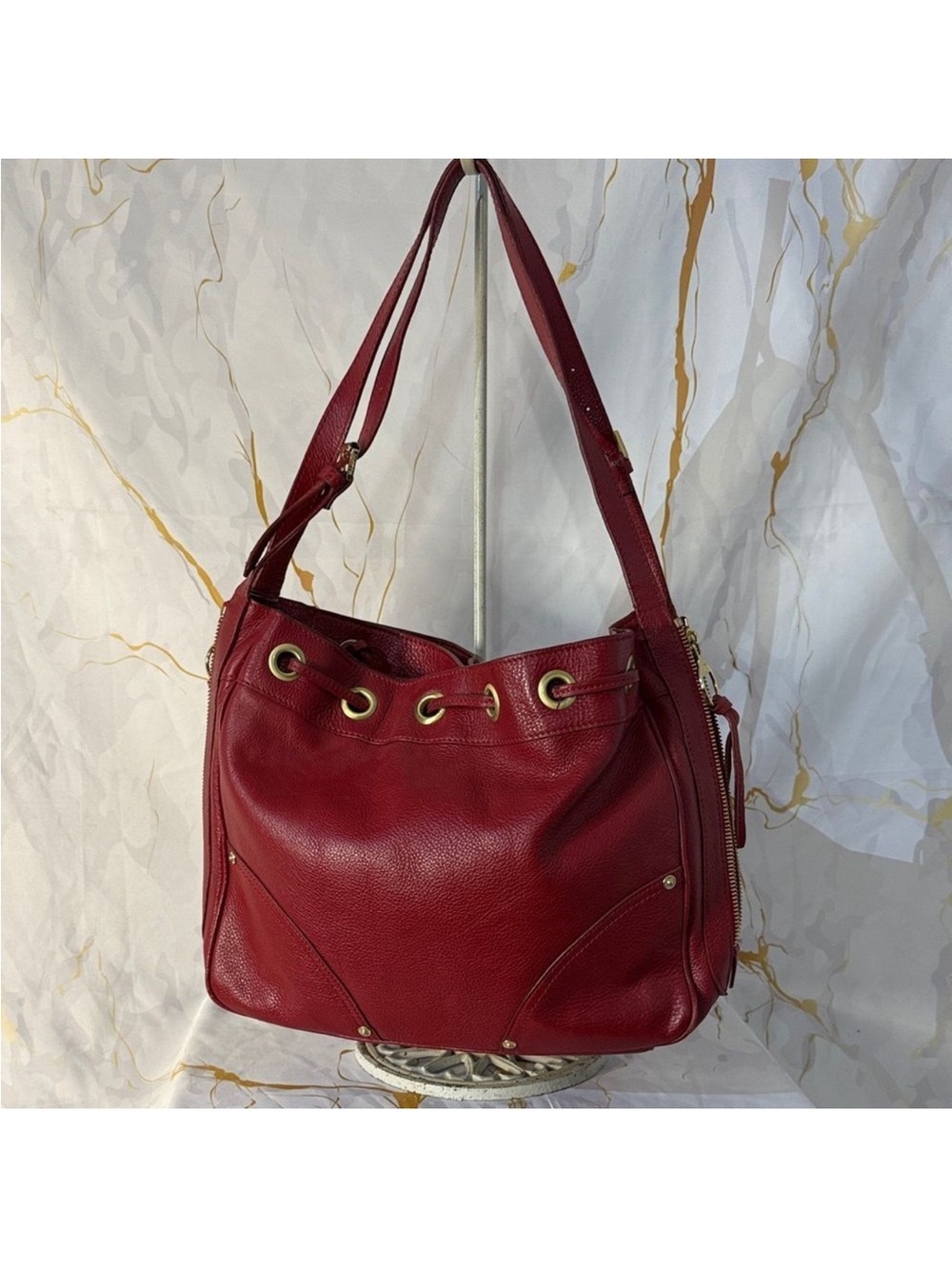 Mulberry red leather shoulder bag